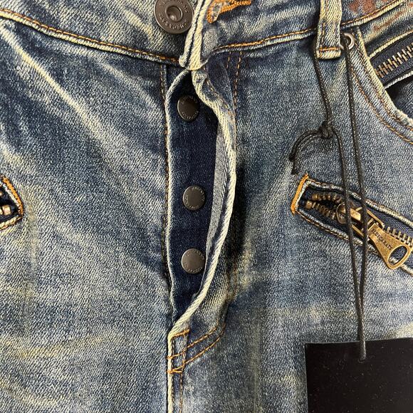 Bluecarats Spade Slim Fit Cargo Pockets Jeans Distressed Utility Punk - Picture 5 of 9